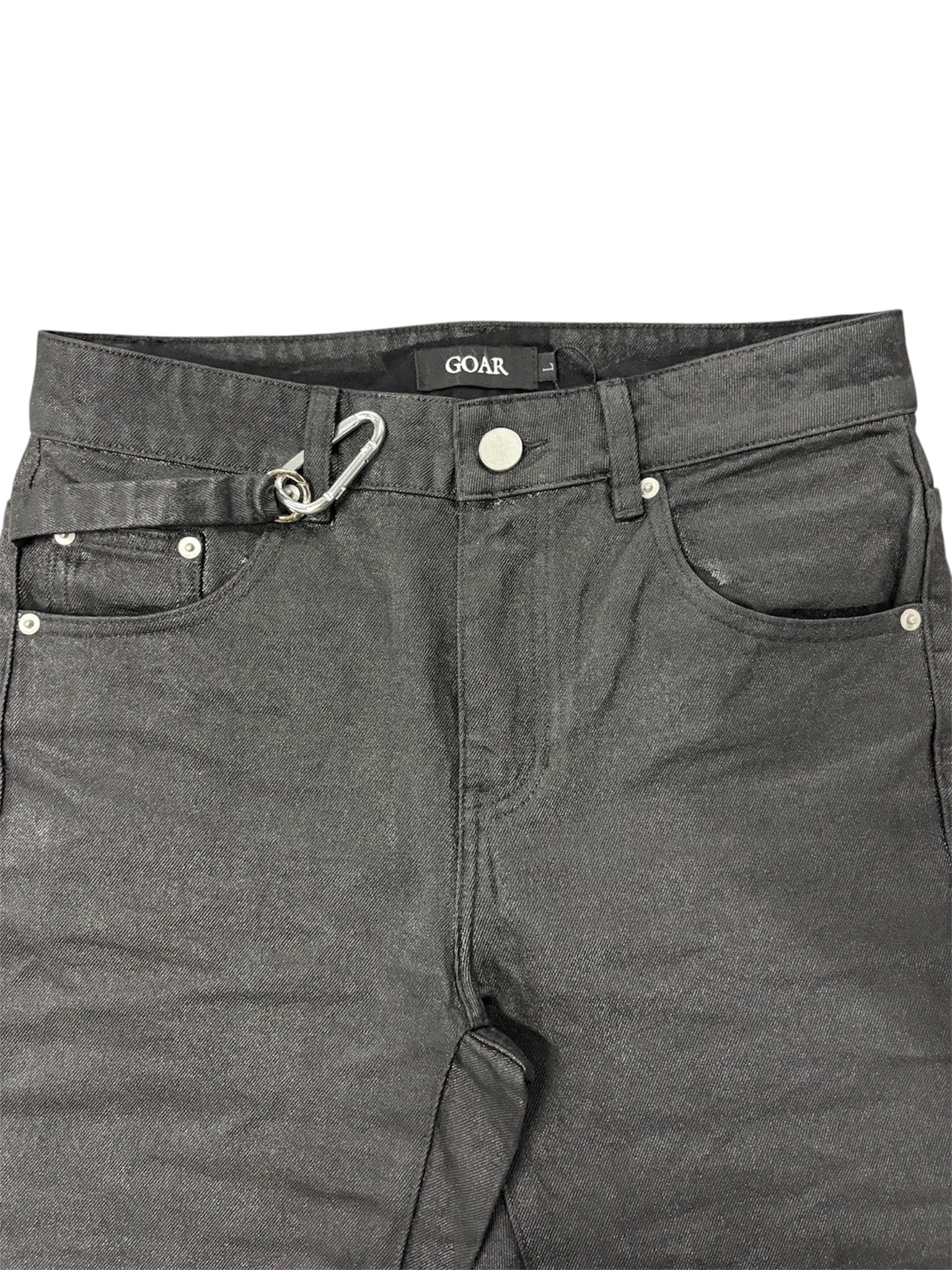 Strapped straight oil pants