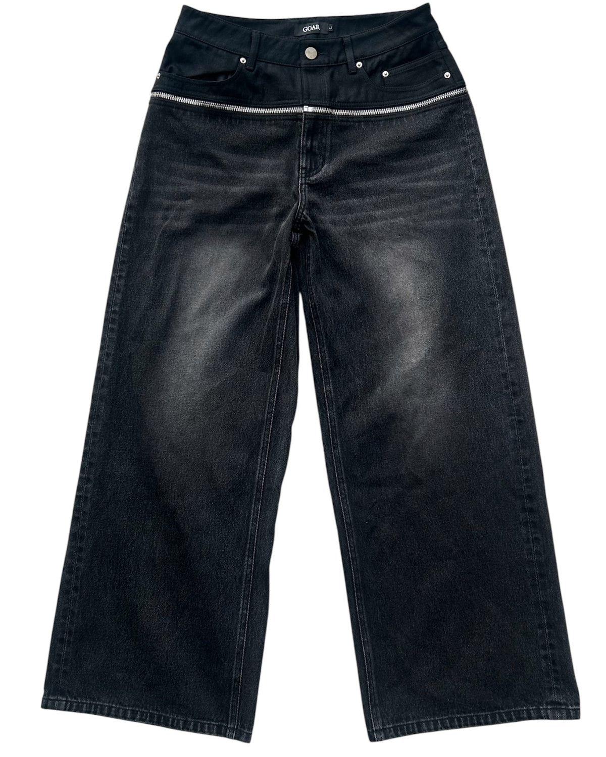 Gray zipper waist denim