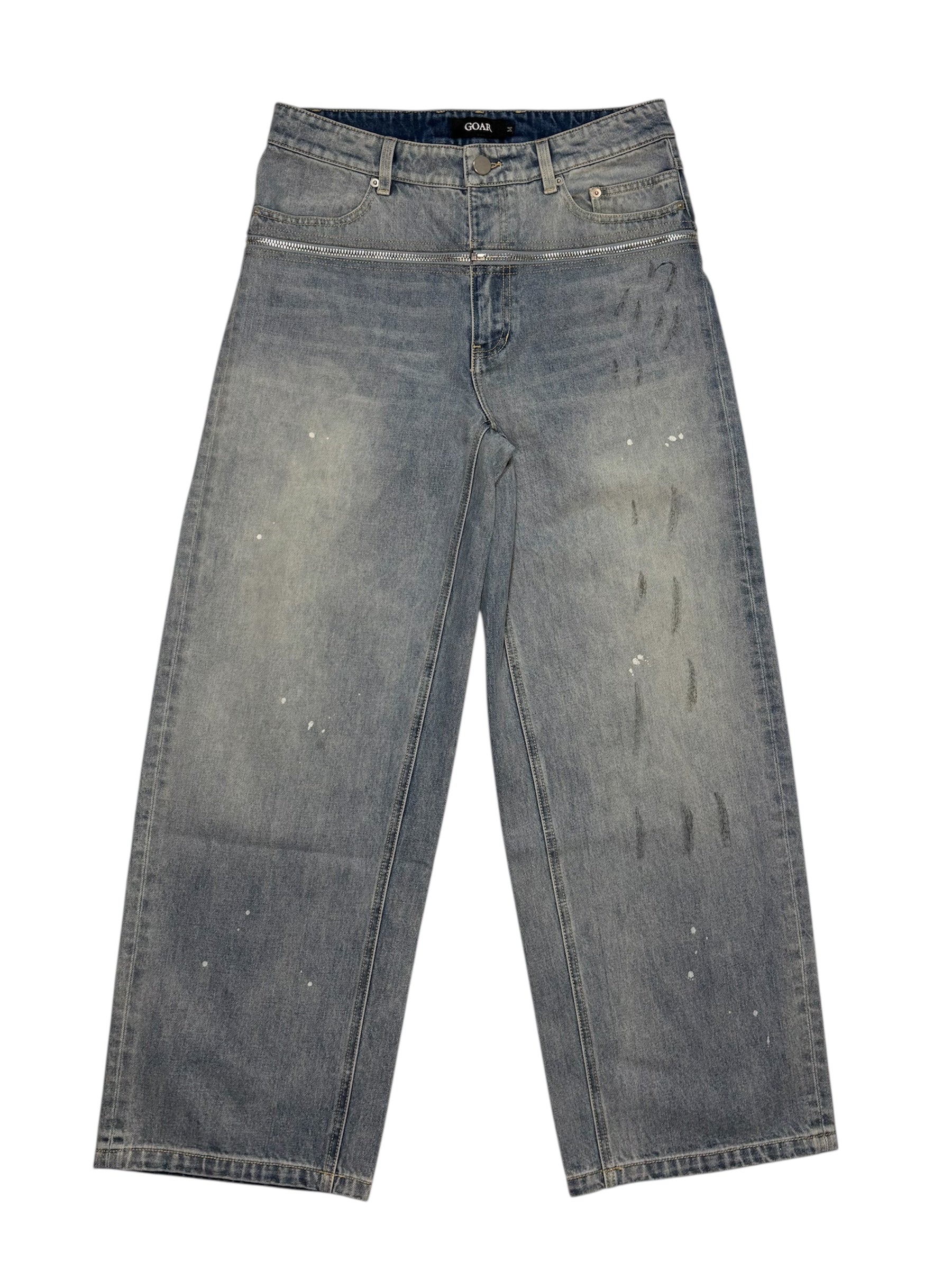 Blue waist baggy denim