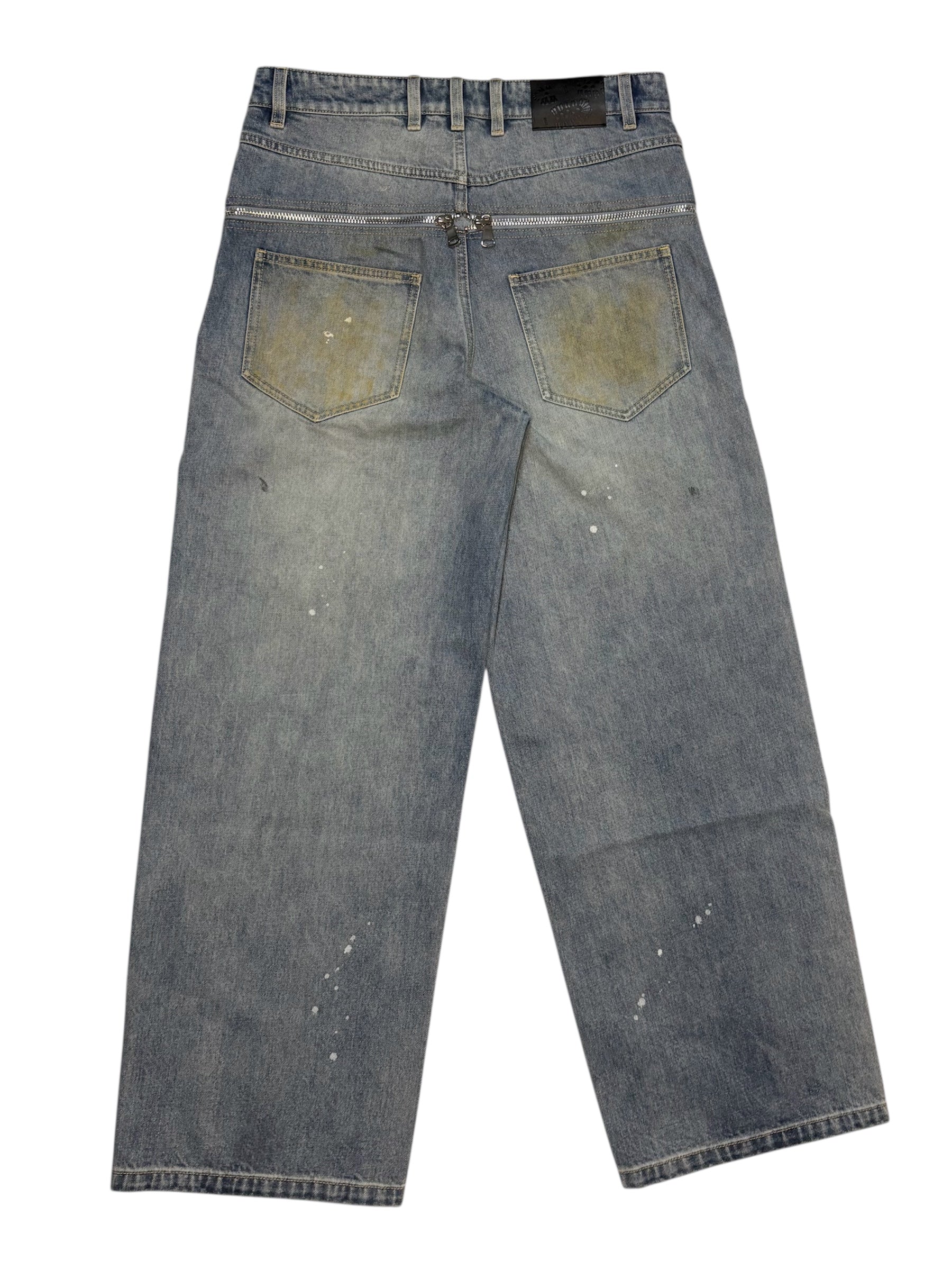 Blue waist baggy denim