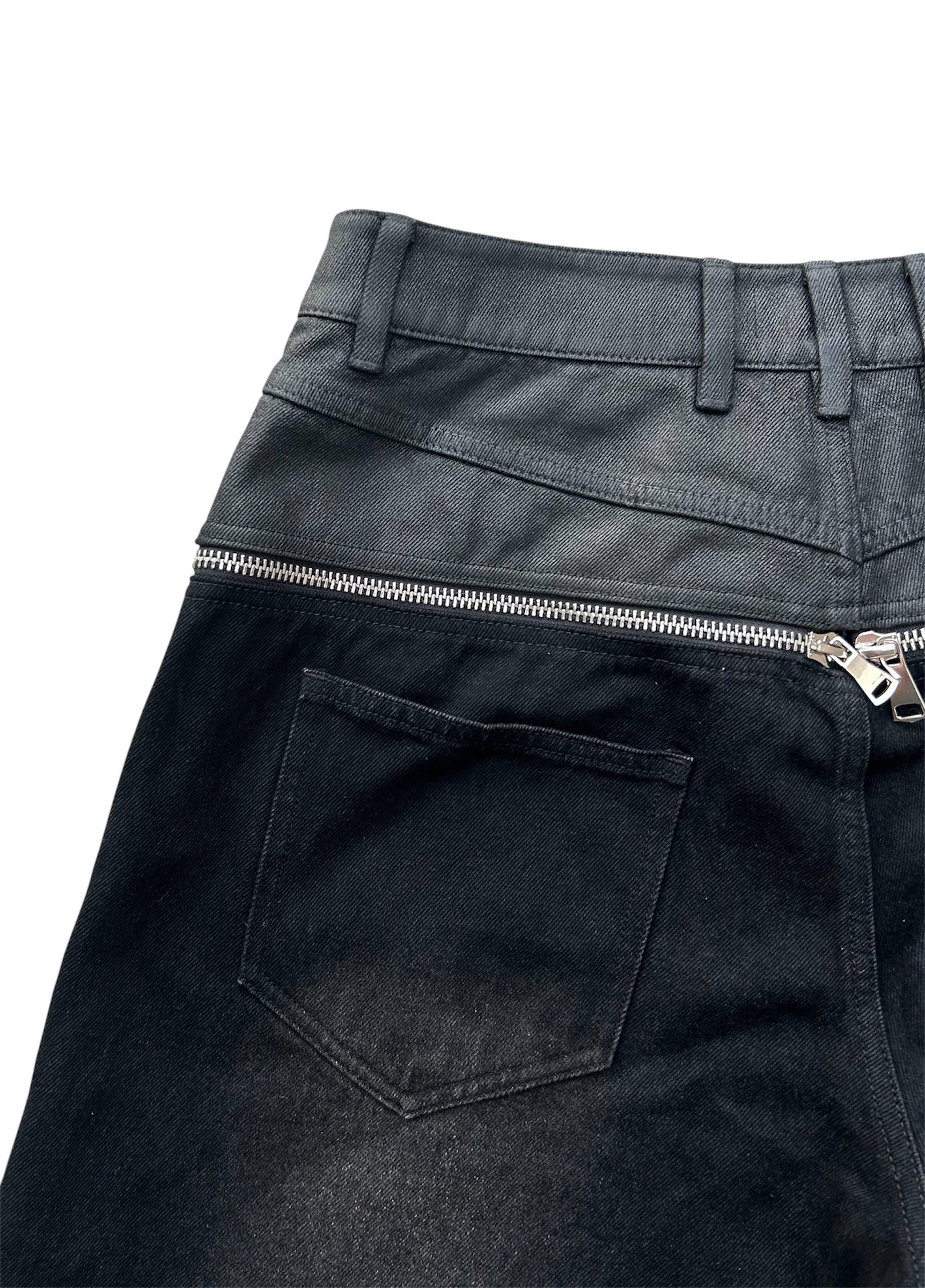 Black zipper waist denim