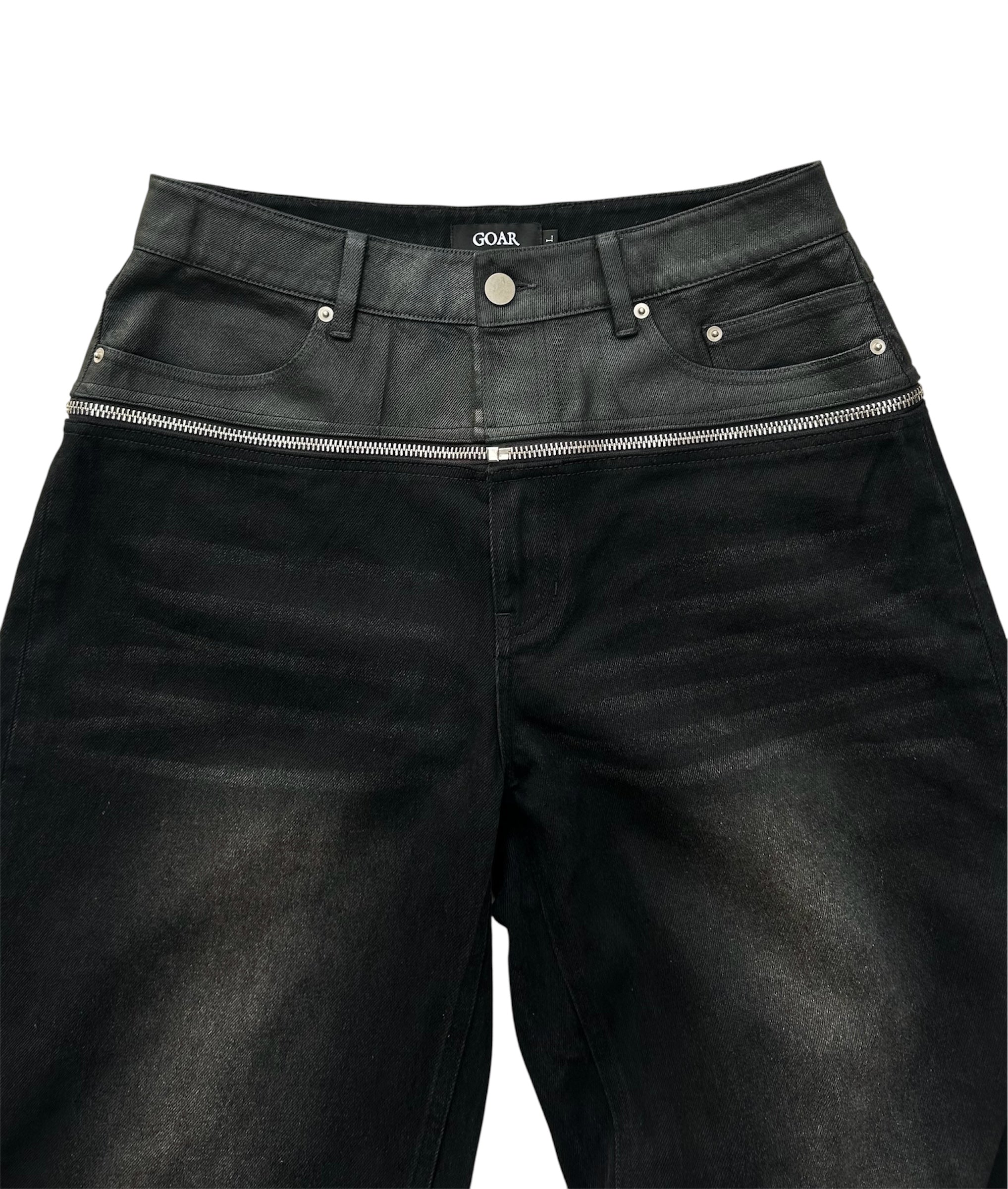 Black zipper waist denim