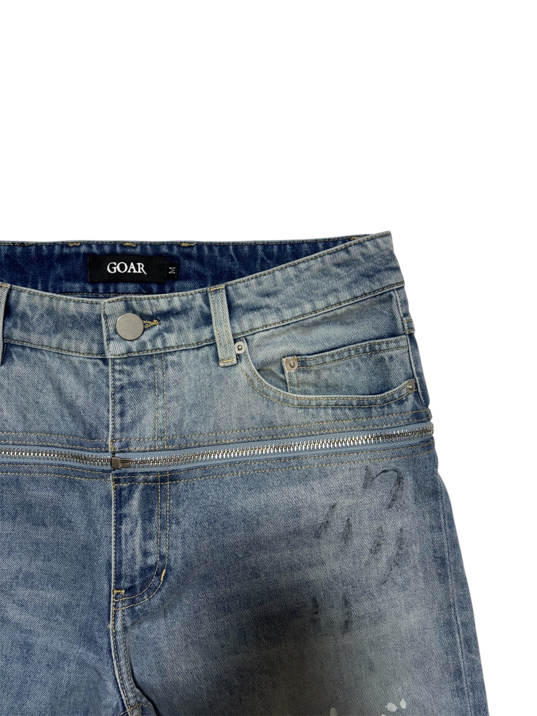 Blue waist baggy denim