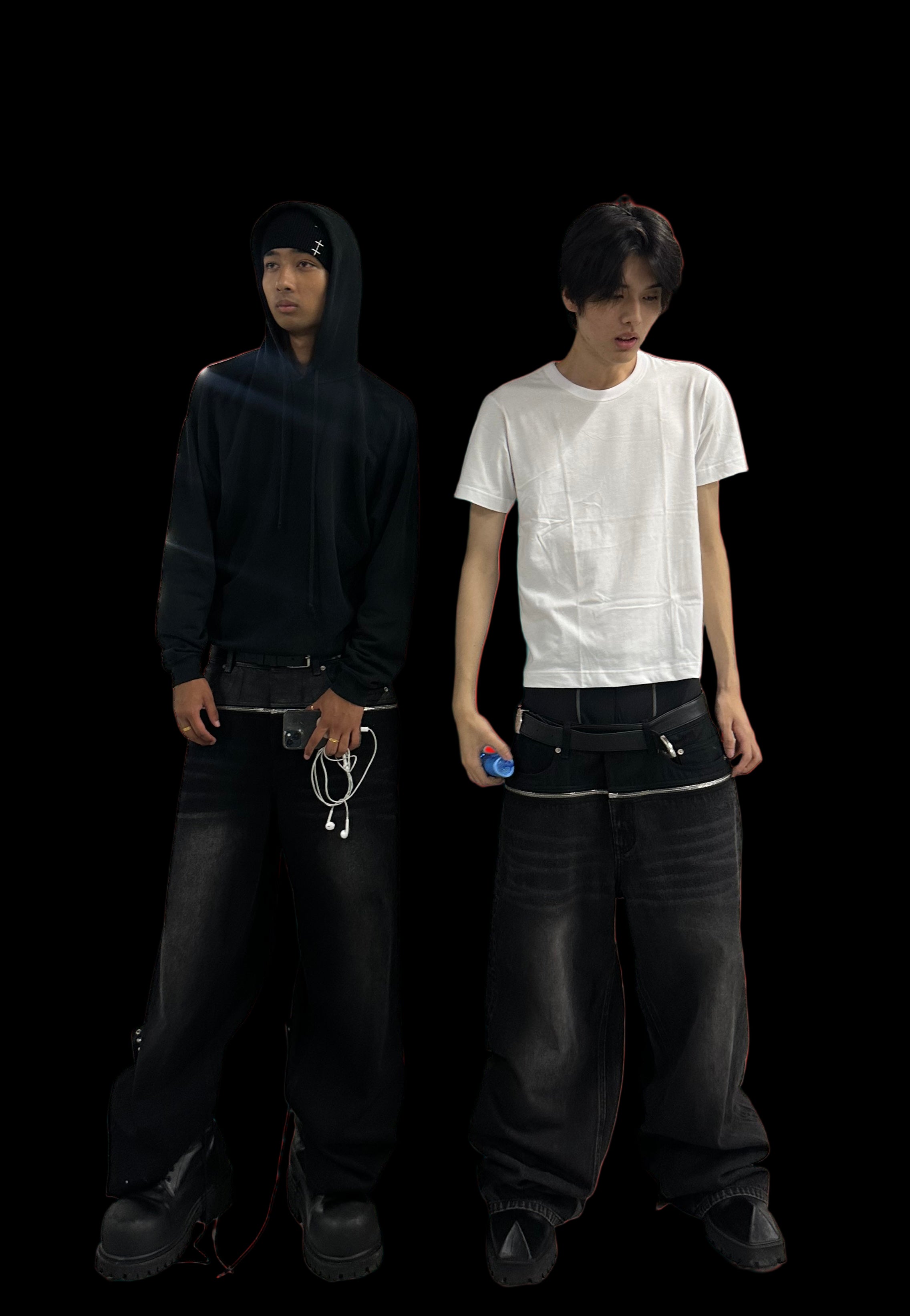 Black zipper waist denim