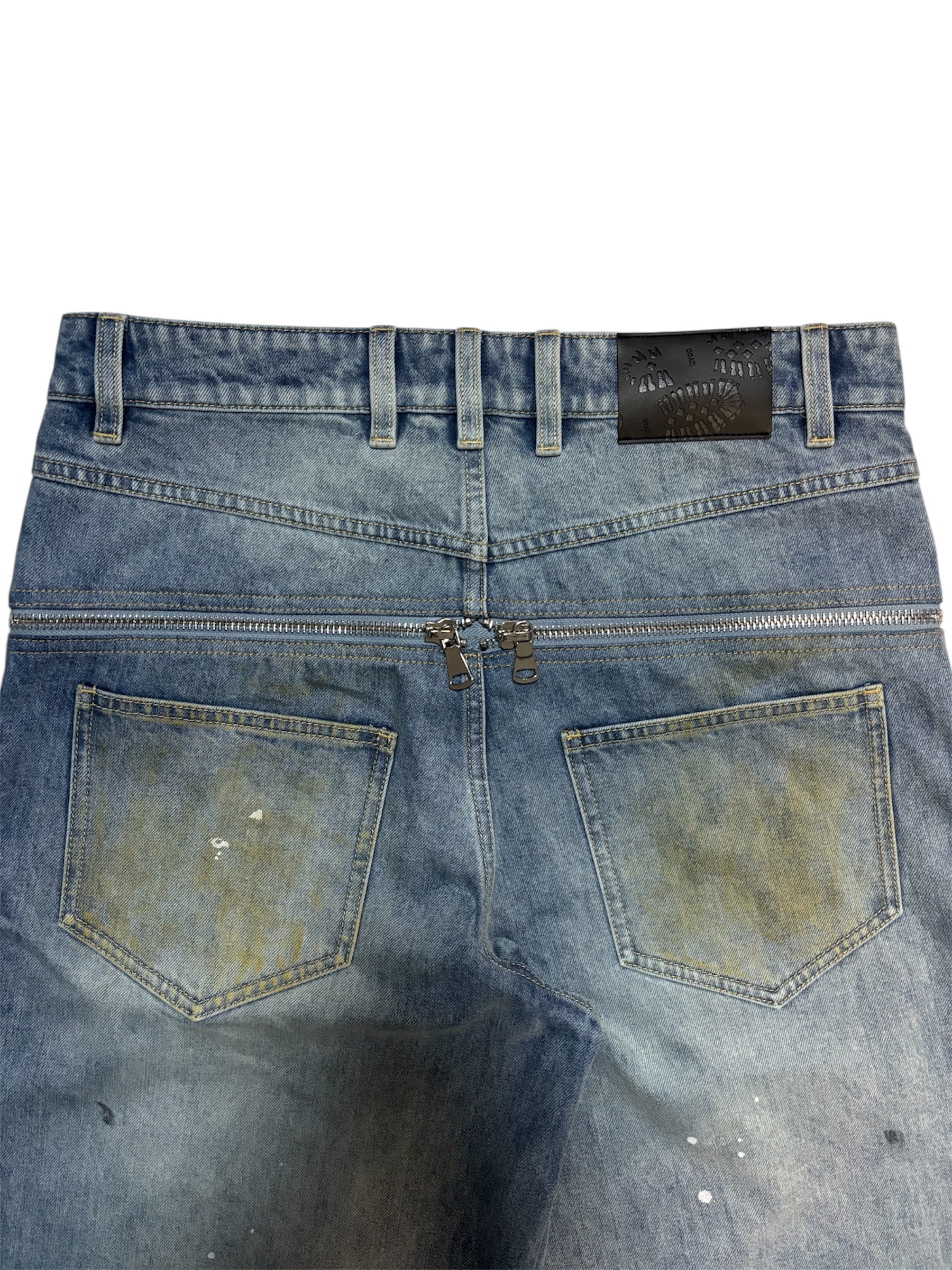 Blue waist baggy denim