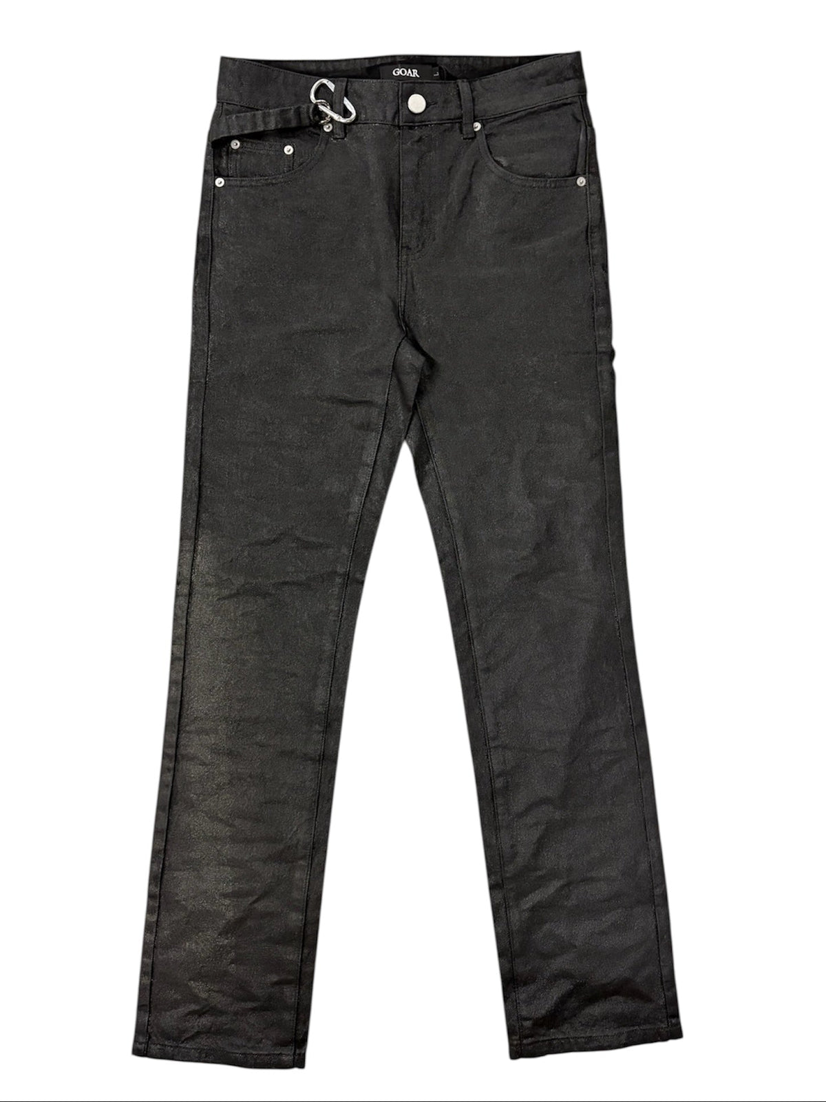 Strapped straight oil pants