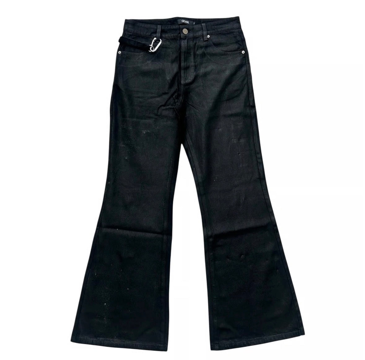 strapped flare oil pants