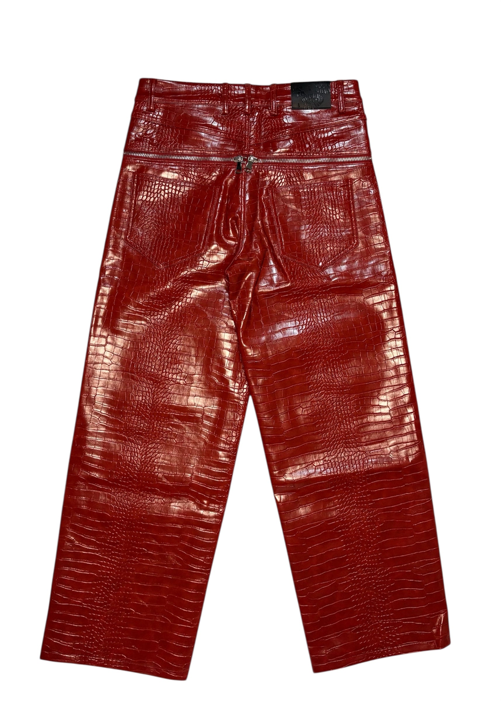 Red Croco Zipper Pants