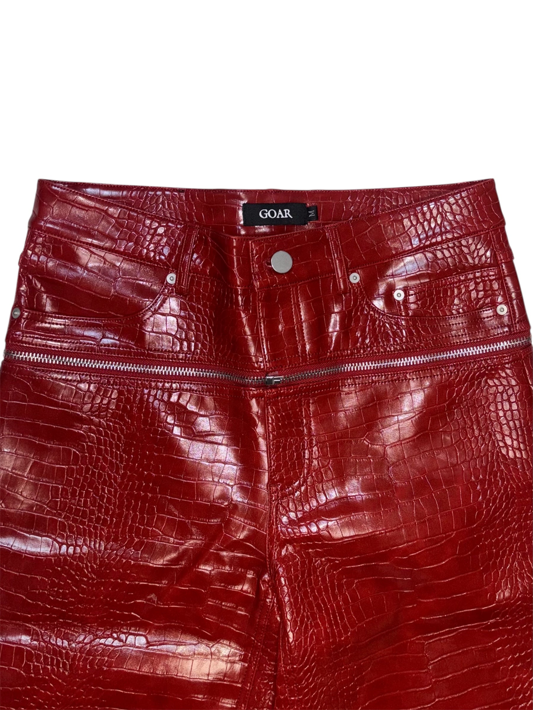 Red Croco Zipper Pants