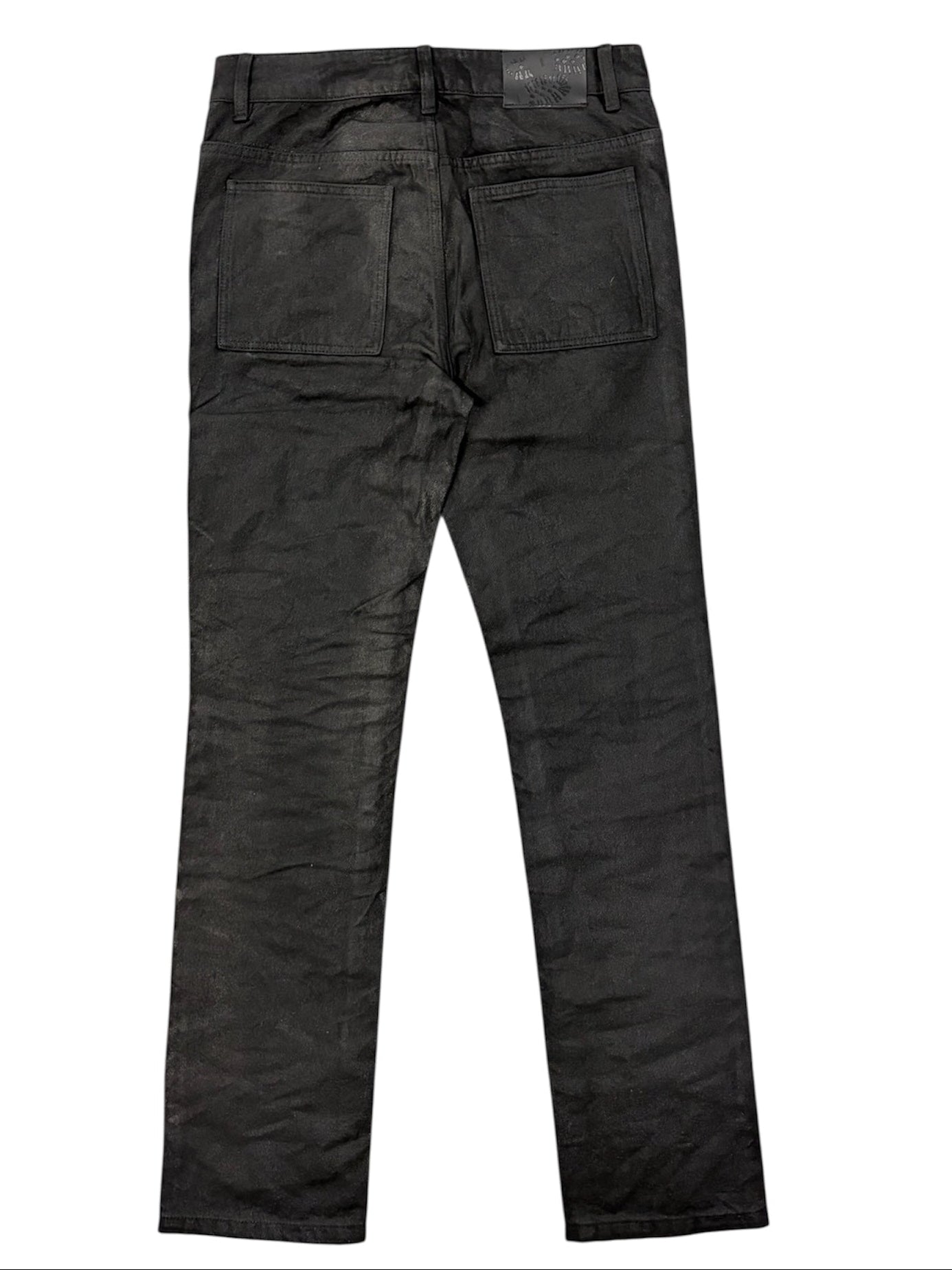 Strapped straight oil pants