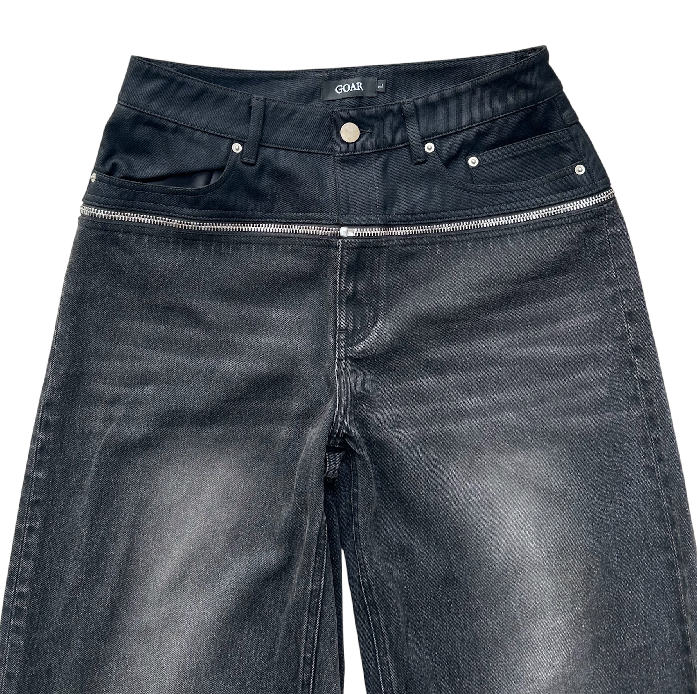 Gray zipper waist denim