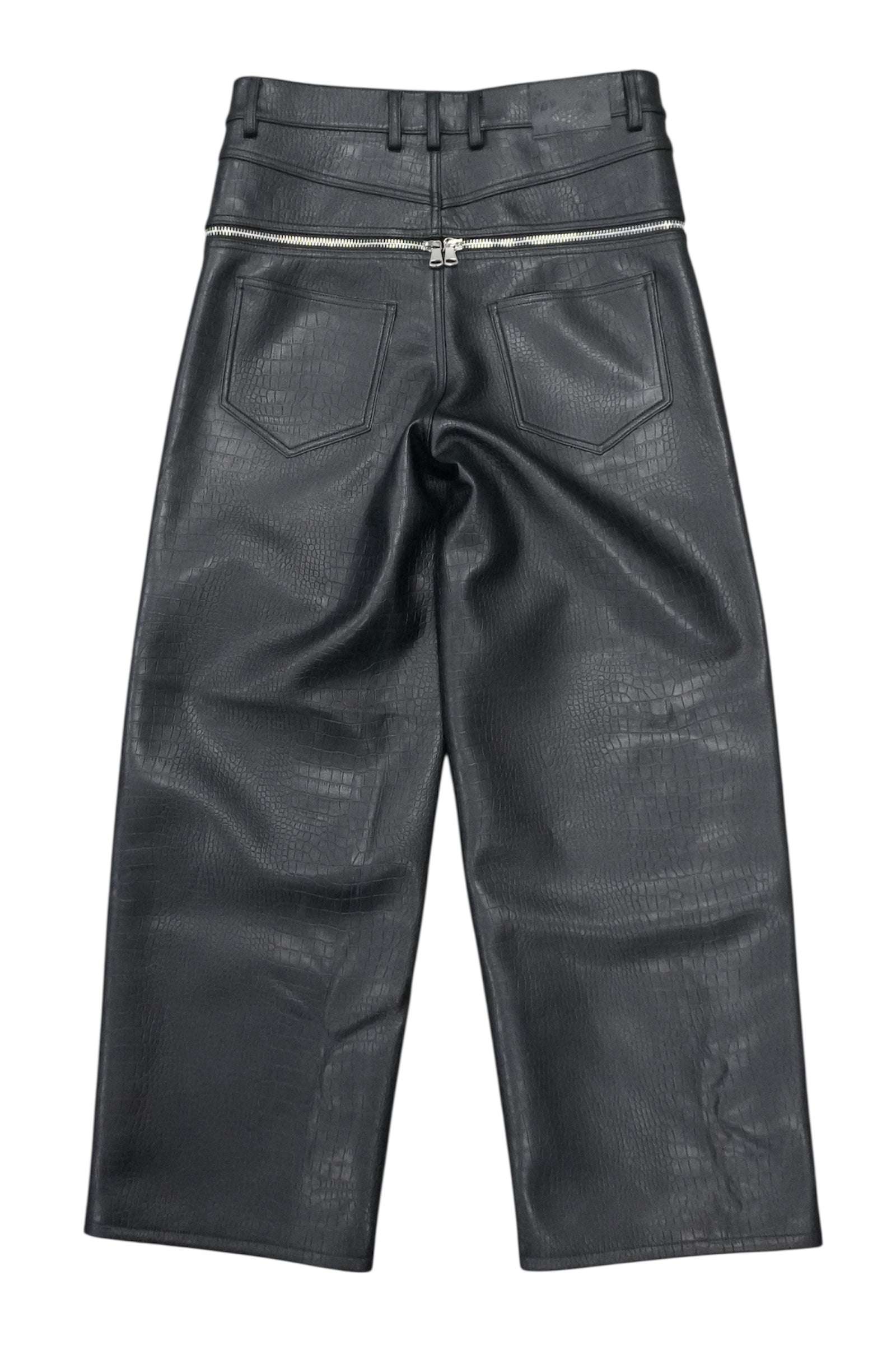 Matte black Croco zipper pants