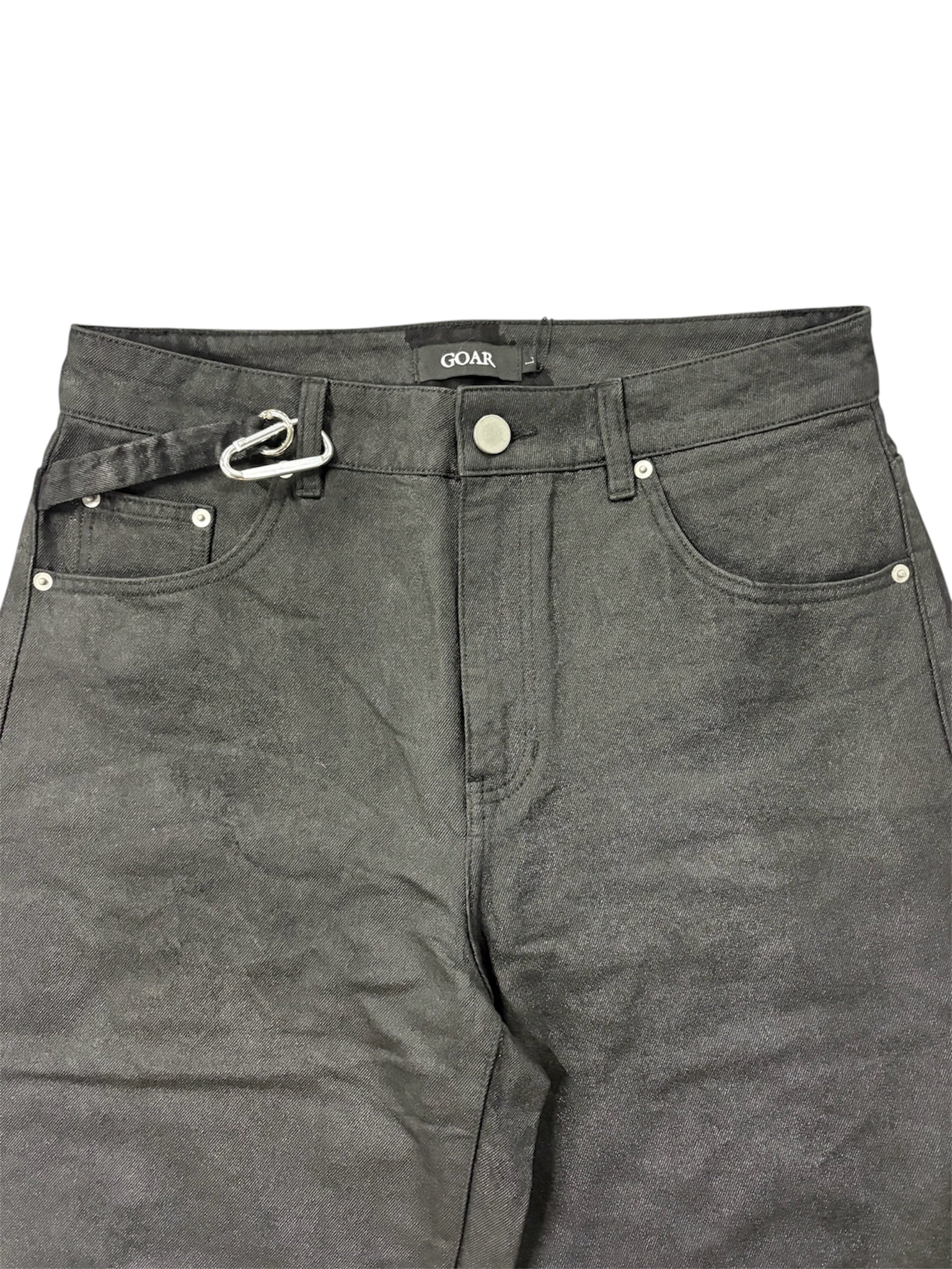 strapped baggy oil pants