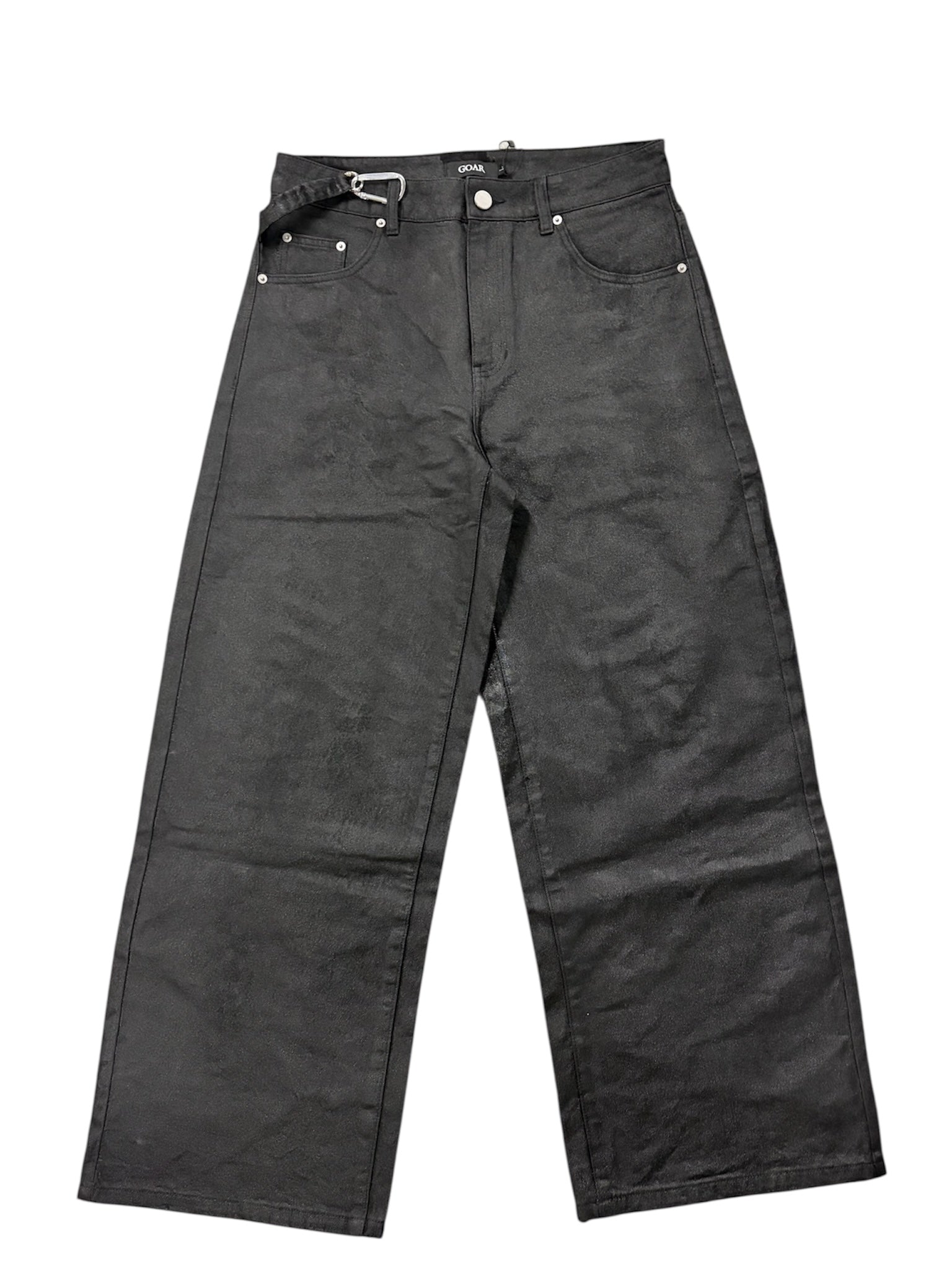 strapped baggy oil pants