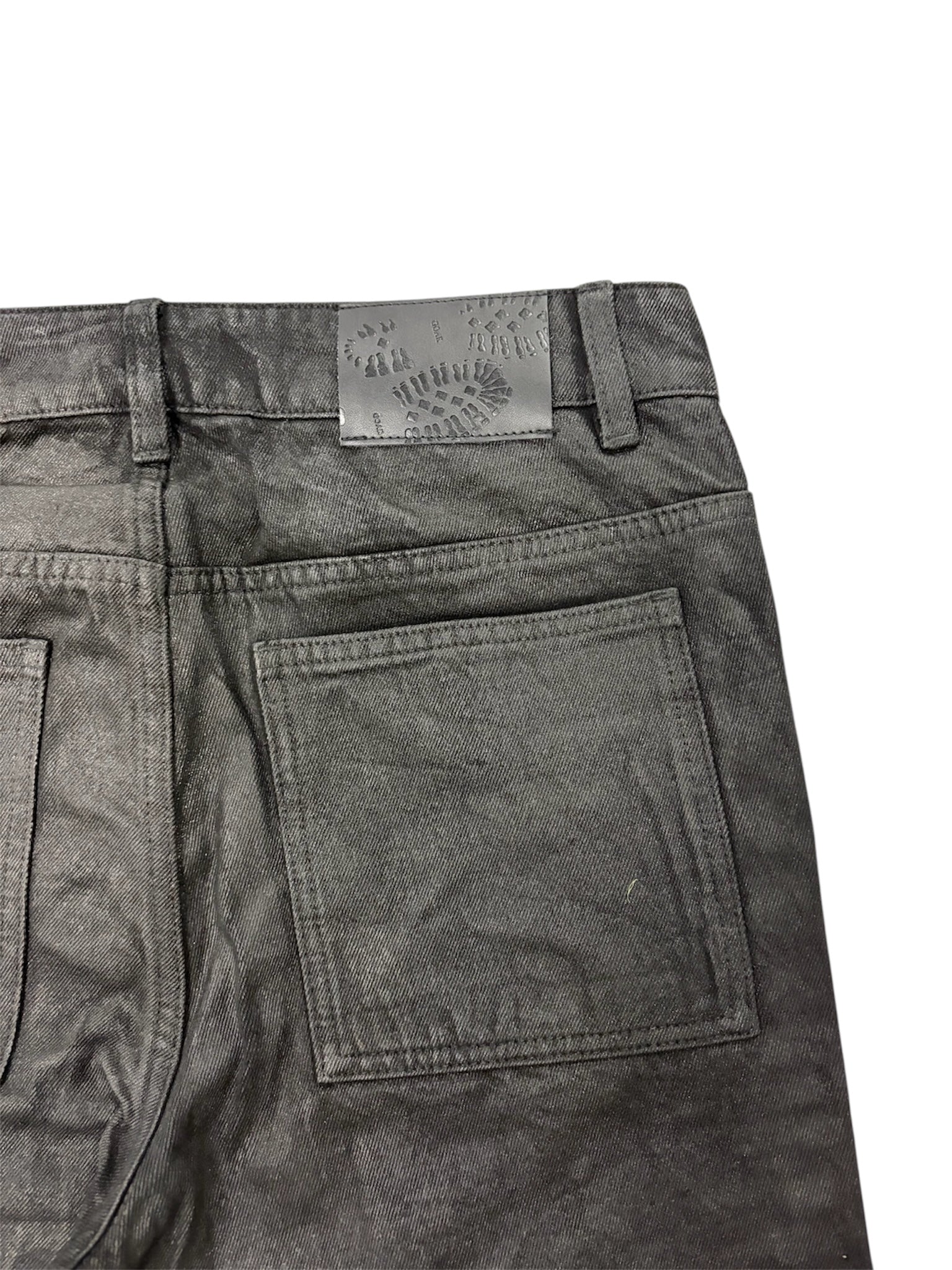 Strapped straight oil pants