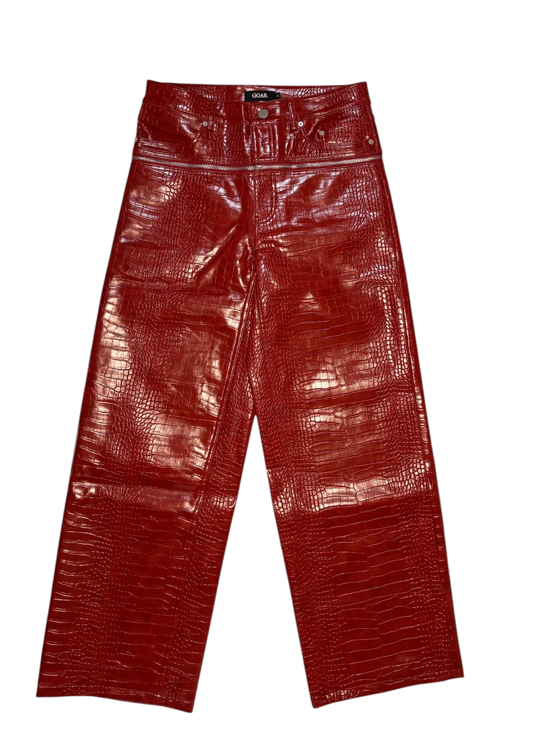 Red Croco Zipper Pants