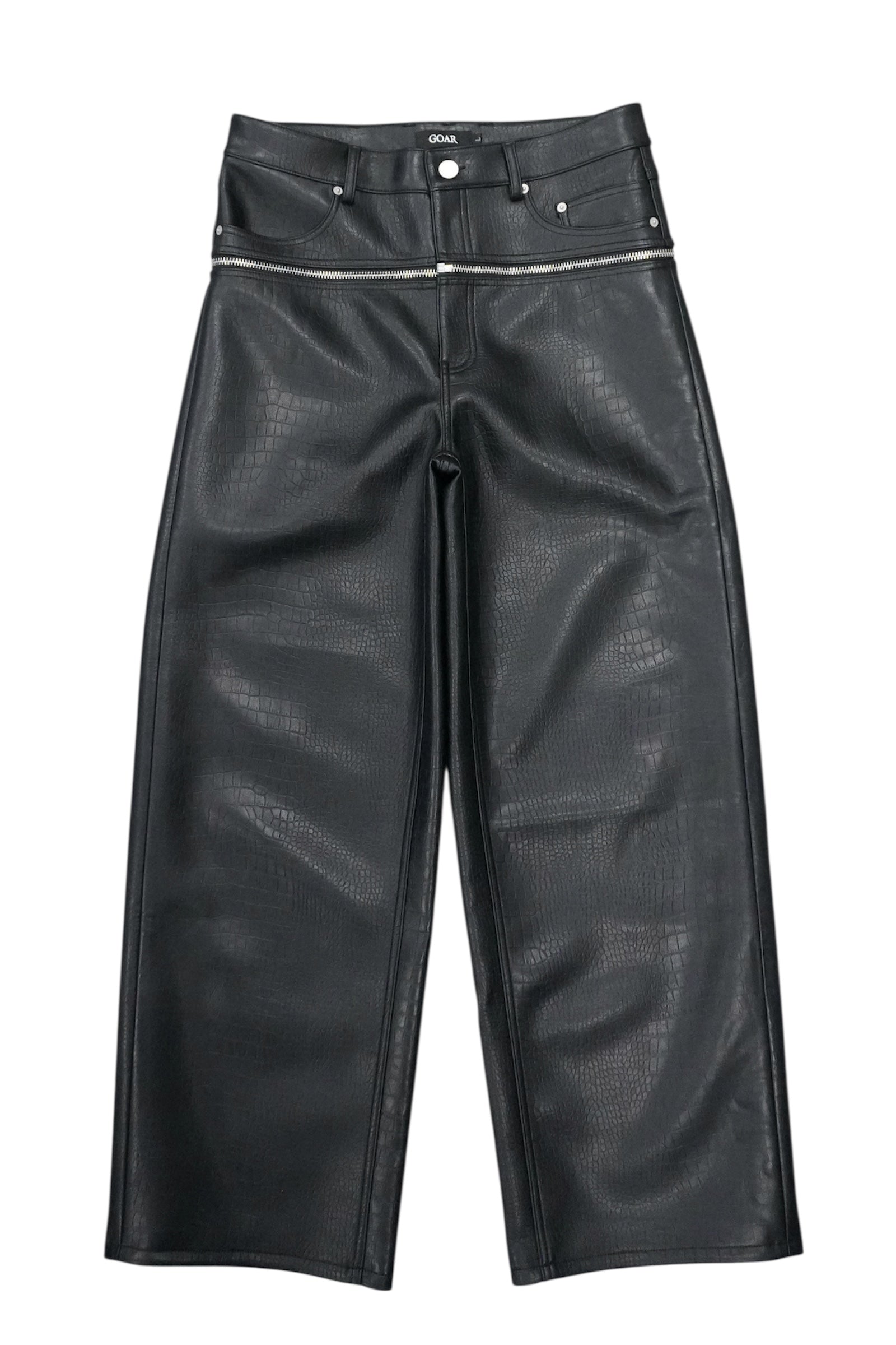 Matte black Croco zipper pants