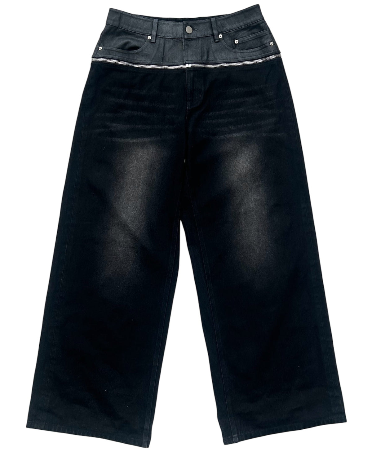 Black zipper waist denim