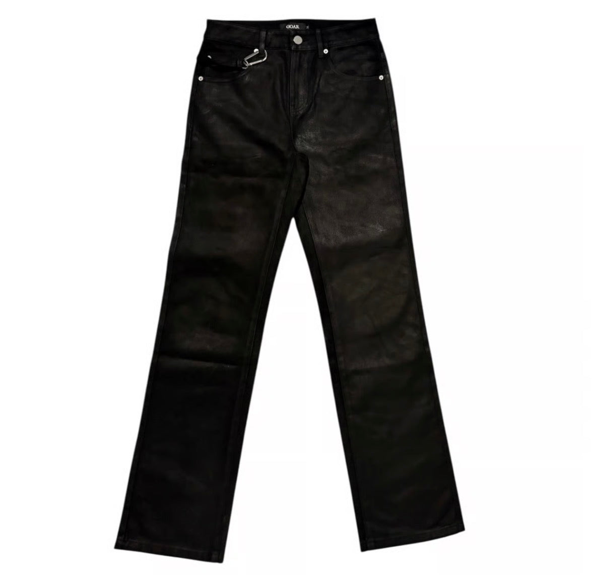 【L】goar.archive straight oil pants Strapped straight oil pants