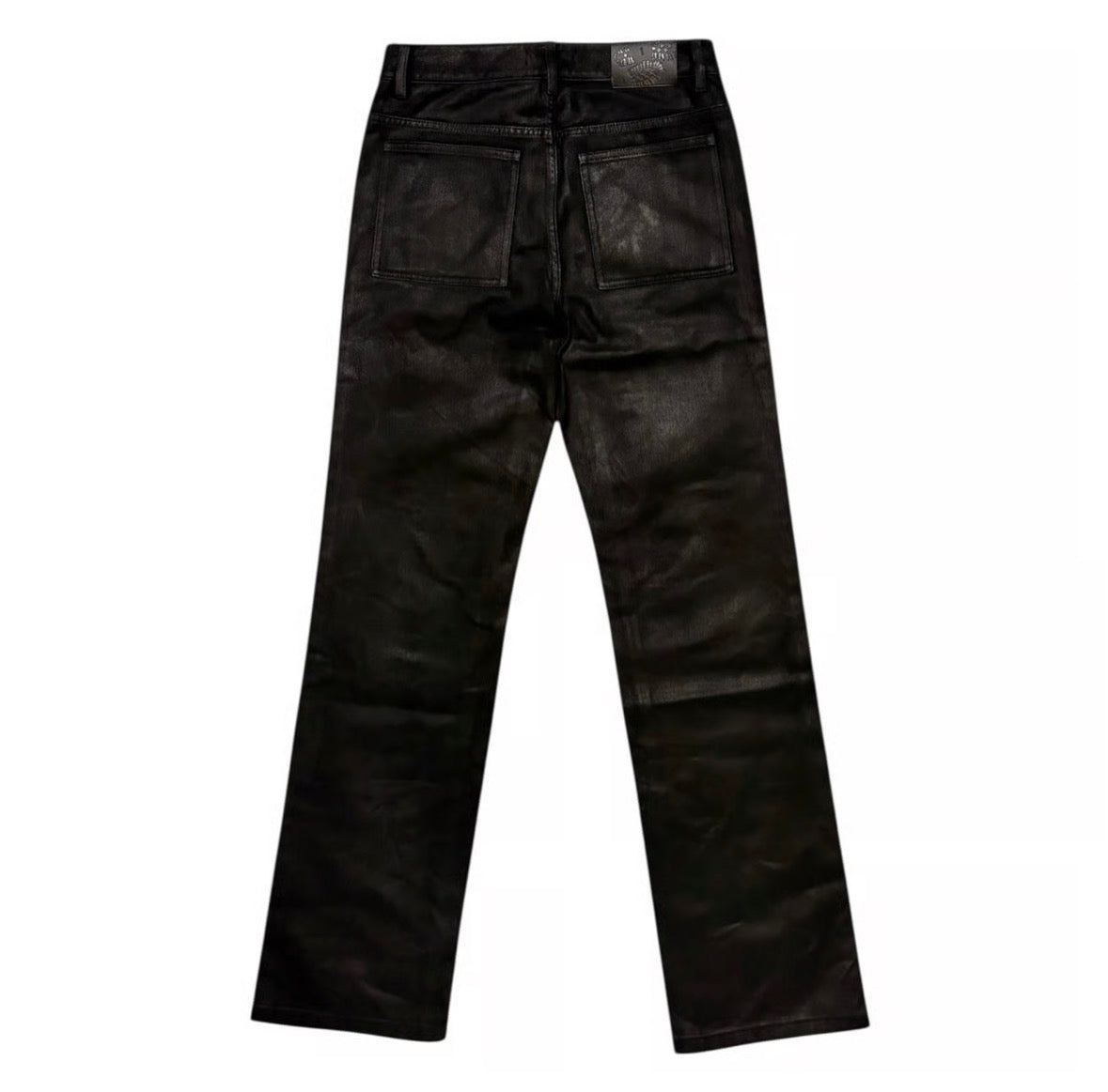 Strapped straight oil pants