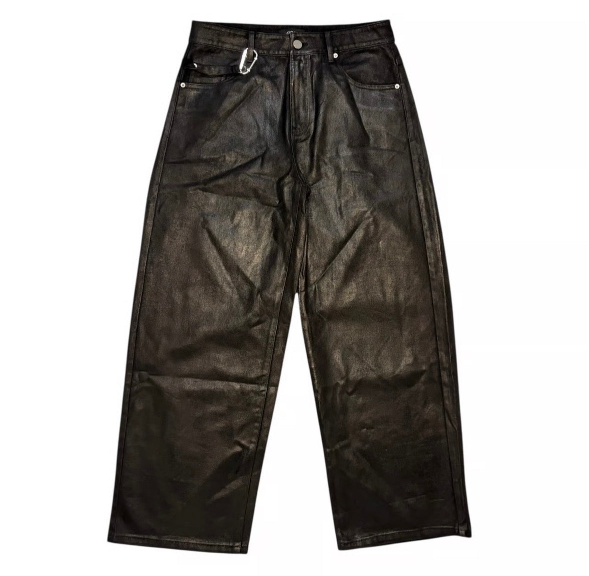 strapped baggy oil pants